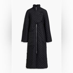 Ganni Black Ripstop Quilted Coat Size 8